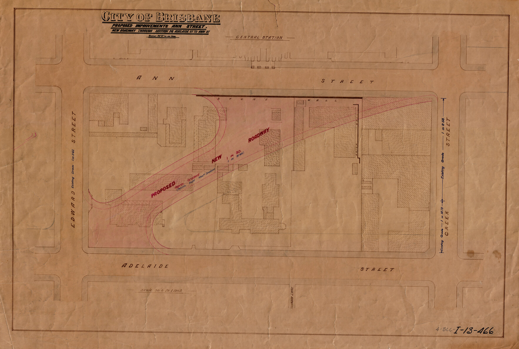 Proposed roadway from Adelaide to Creek Street, Brisbane City - c.1900