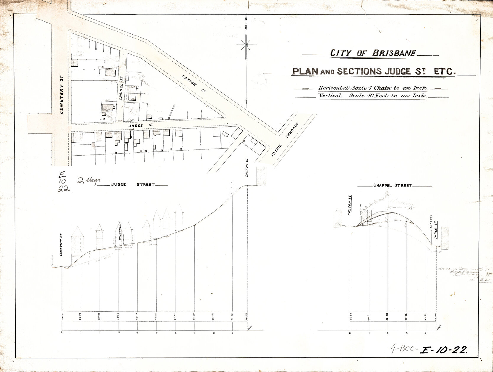 Plan and sections, Judge Street and surrounds, Petrie Terrace - 1885