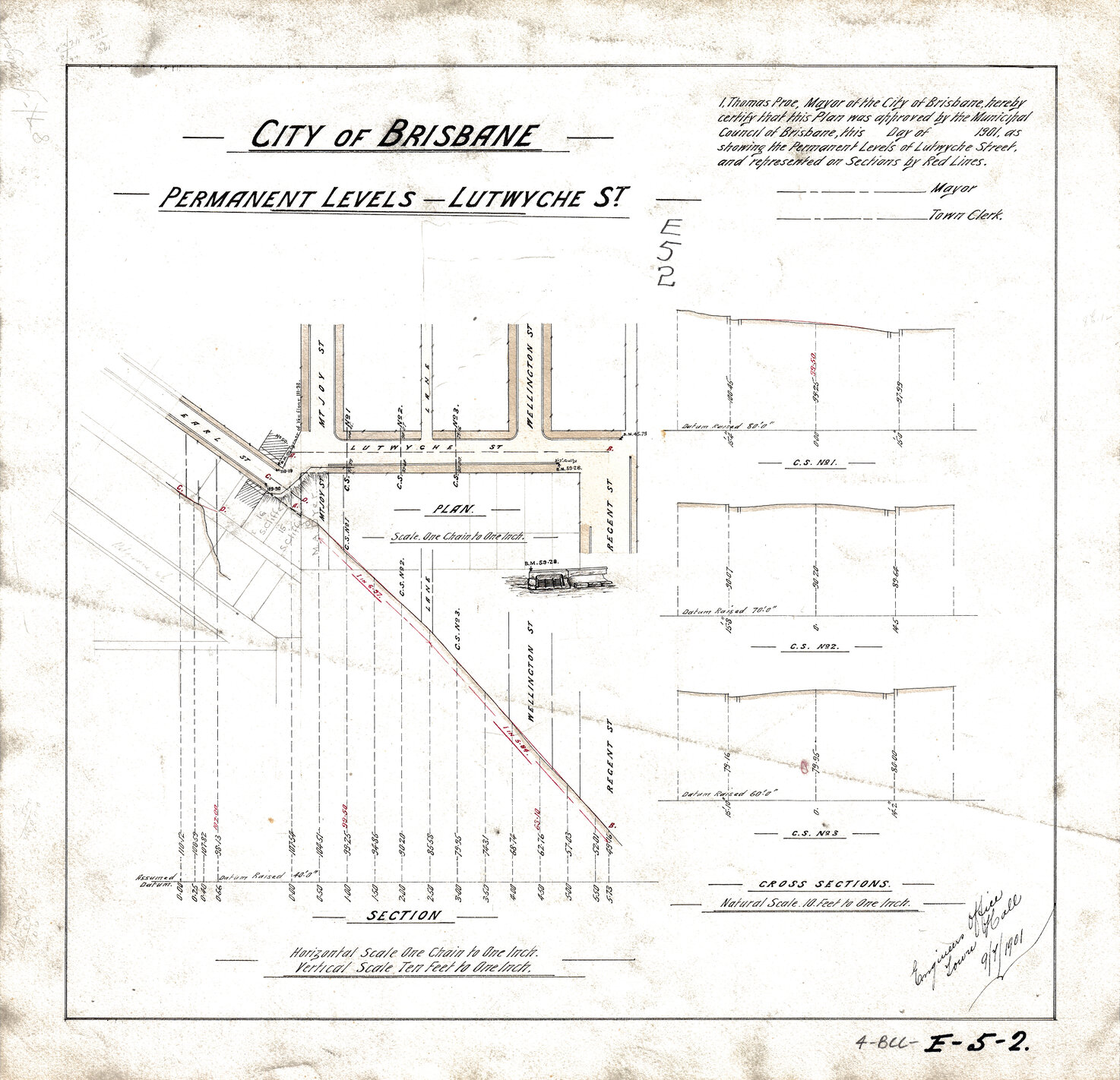 Permanent levels Lutwyche Street, Petrie Terrace - 1901