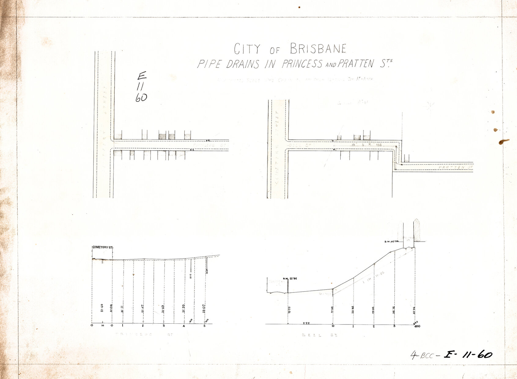 Pipe drains in Princess and Pratten Streets, Petrie Terrace - c.1910