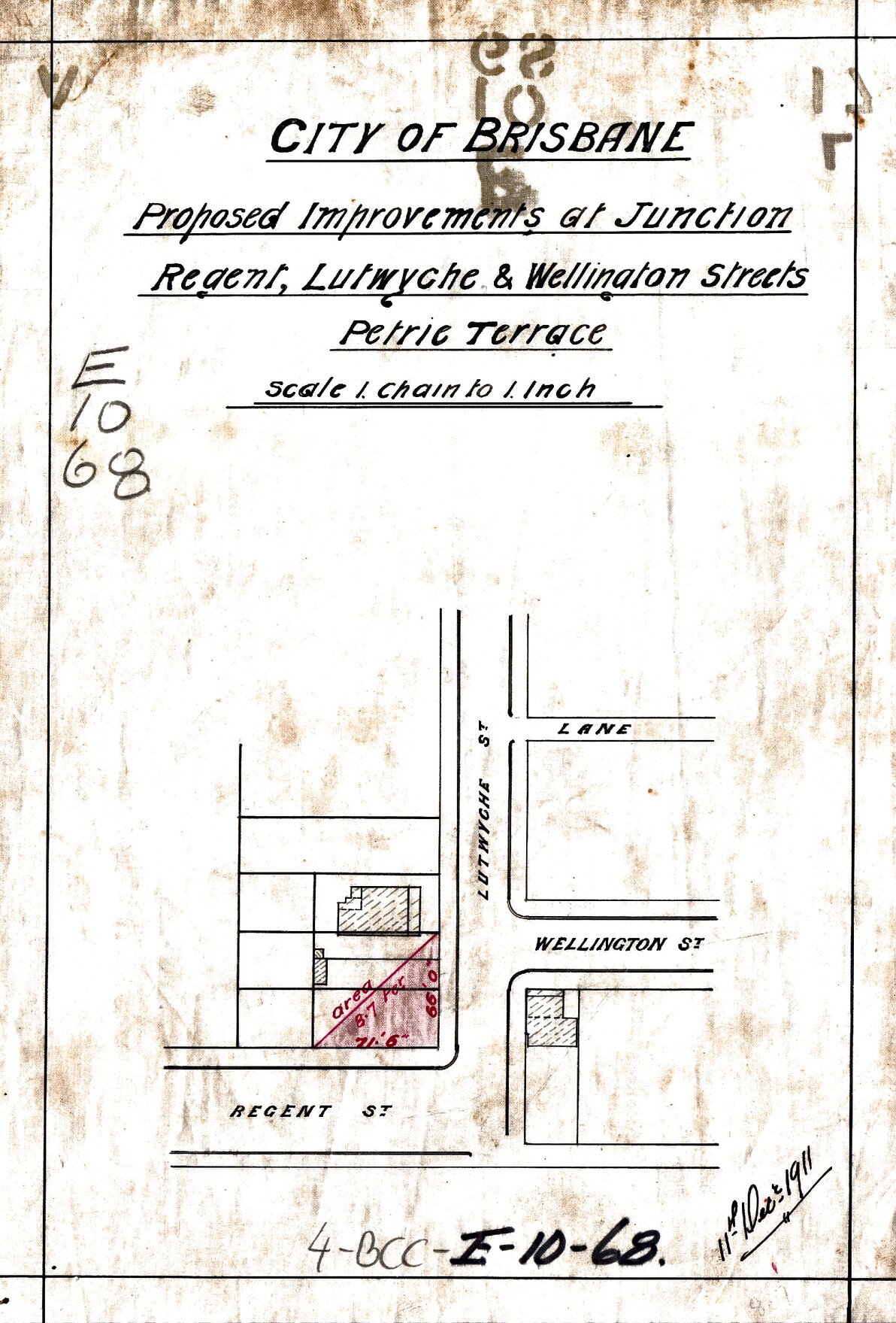 Proposed improvements at junction of Regent, Lutwyche, and Wellington Streets, Petrie Terrace - 1911