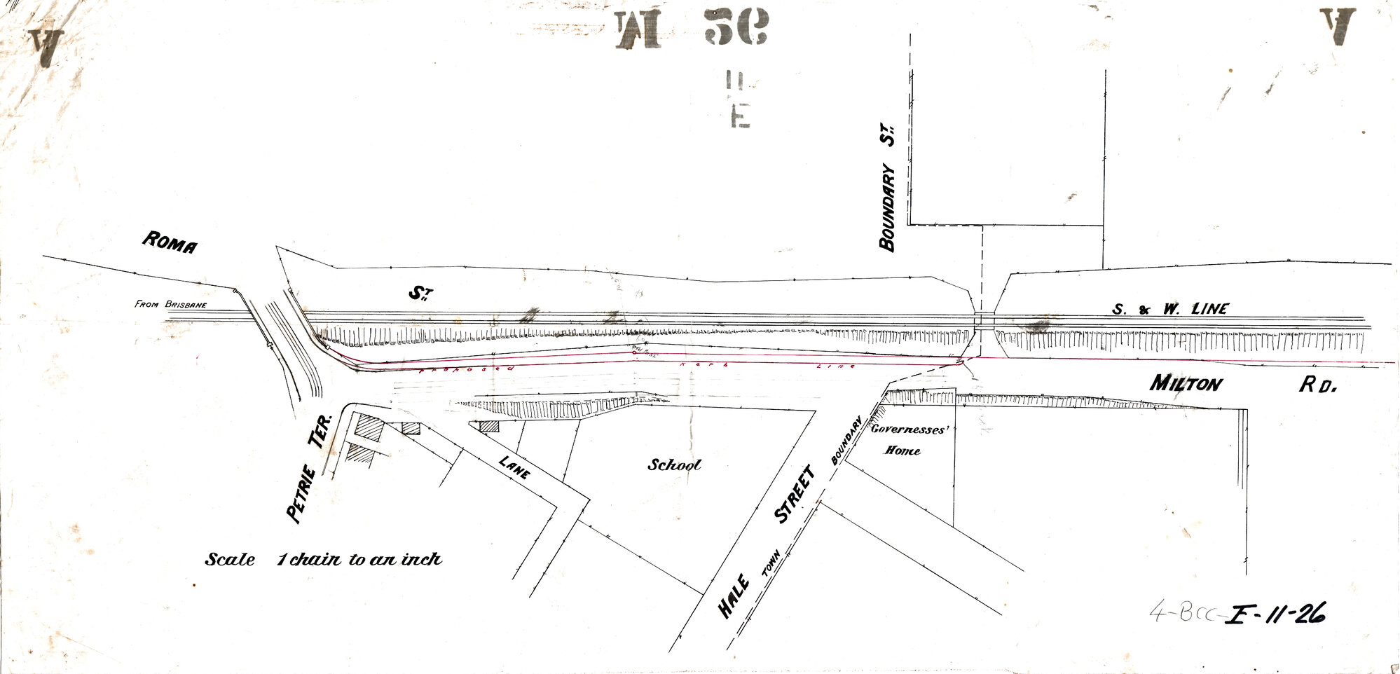 Plan showing Milton Road, Petrie Terrace, Hale Street, Petrie Terrace - c.1900