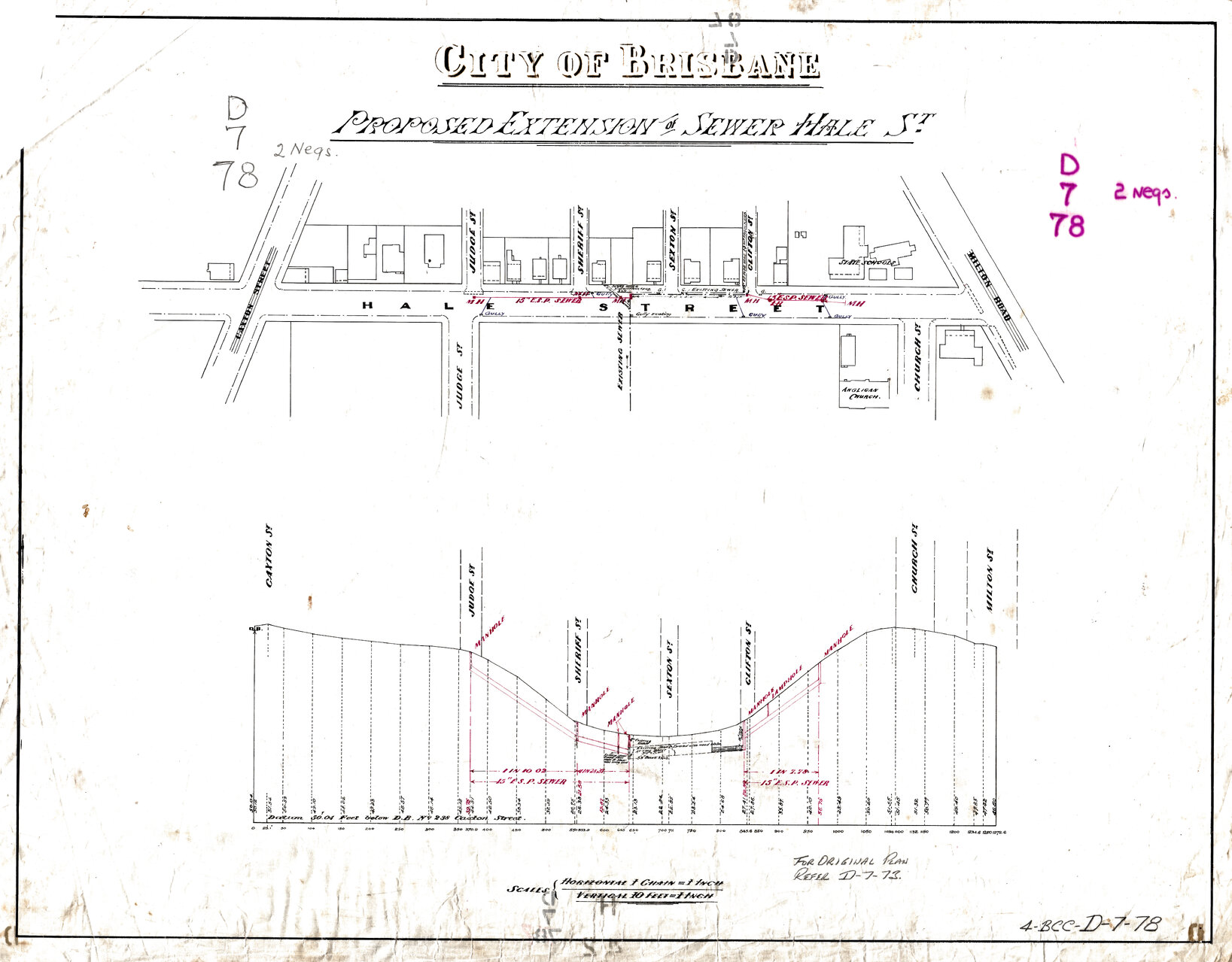 Proposed extension of sewer in Hale Street, Petrie Terrace - c.1900