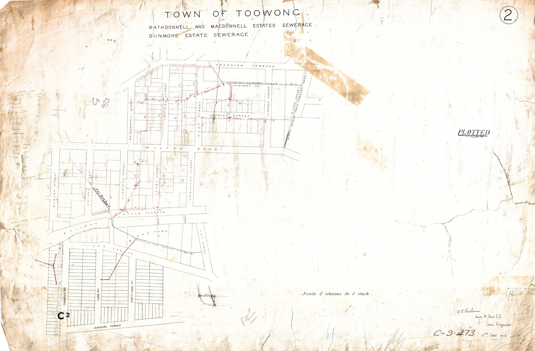 Rathdonnell, MacDonnell, and Dunmore estates sewerage, Auchenflower - 1913