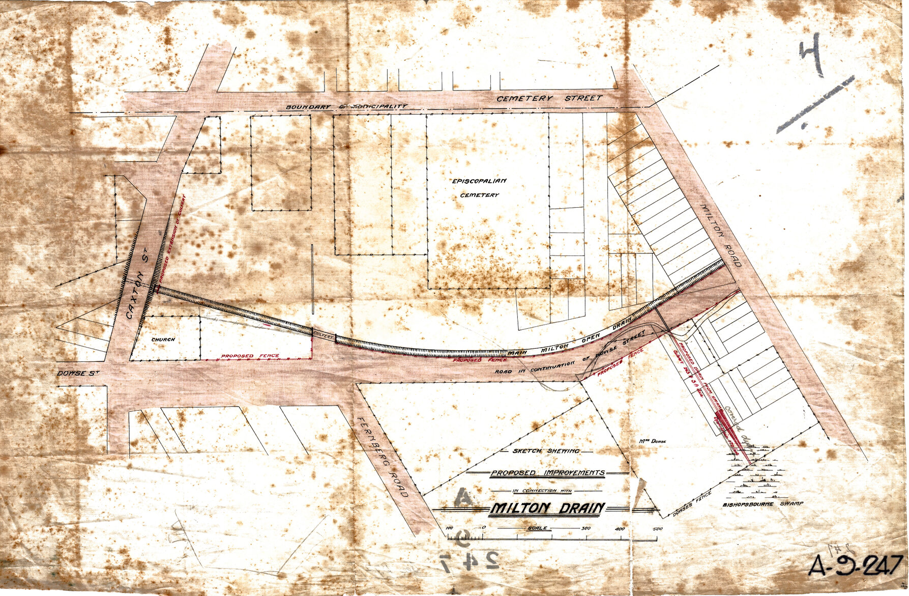 Milton drain improvements, showing cemeteries, Milton and Paddington - 1906
