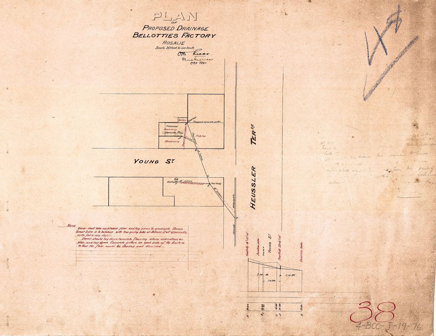 Proposed drainage of Bellotties factory, Rosalie, Paddington - 1901