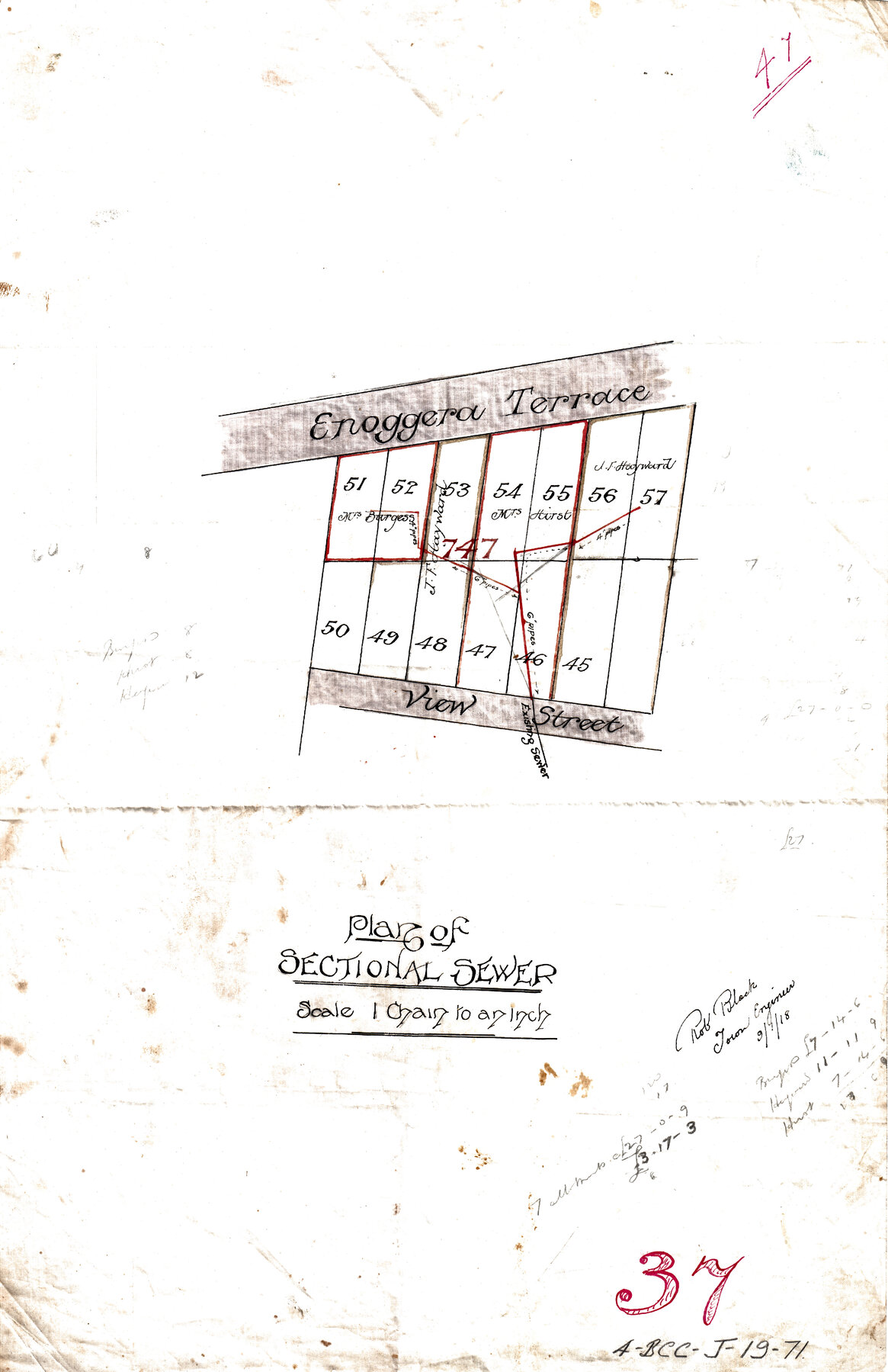 Sectional sewer between Enoggera Terrace and View Street, Paddington - 1916