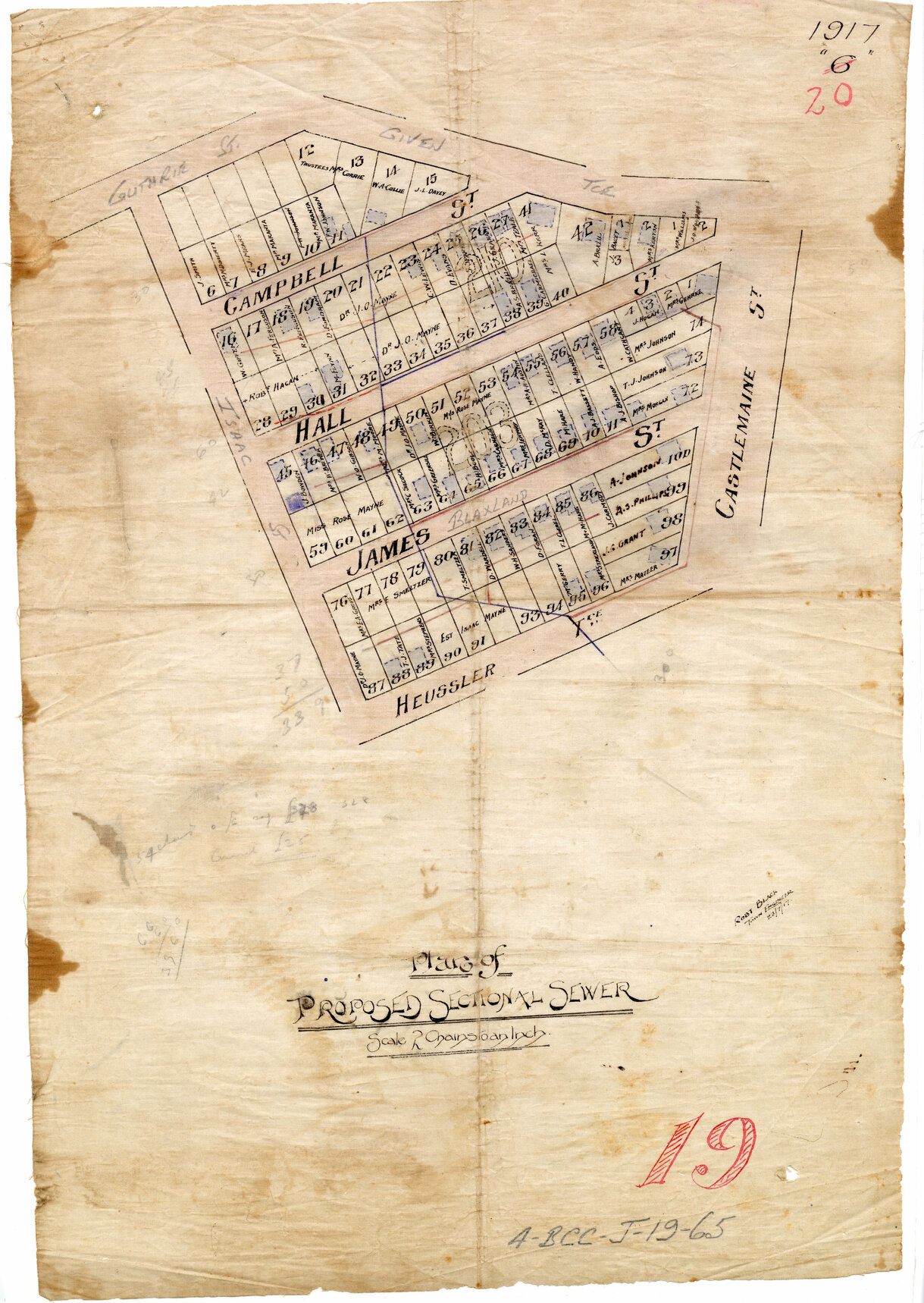 Proposed sectional sewer, Milton and Paddington - 1917