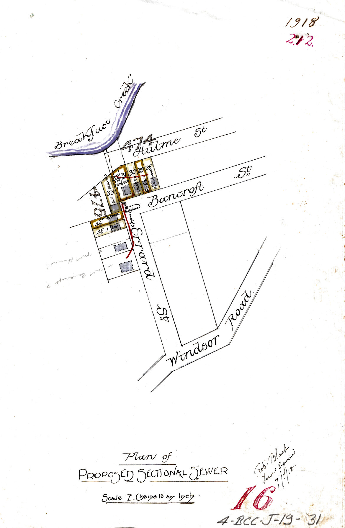 Sectional sewer off Windsor Road and Errard Street, Kelvin Grove - 1918