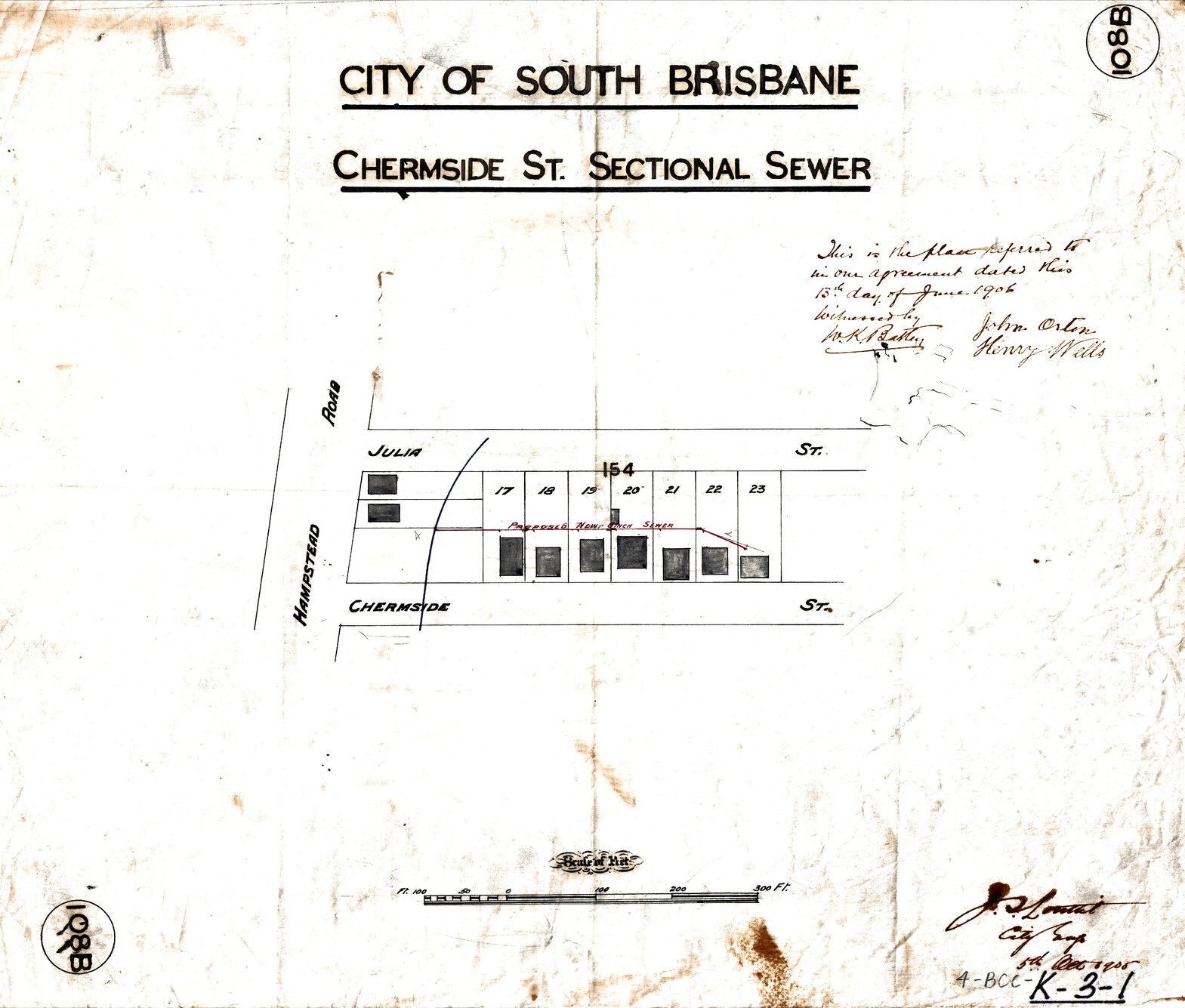Chermside Street sectional sewer, Highgate Hill - 1905