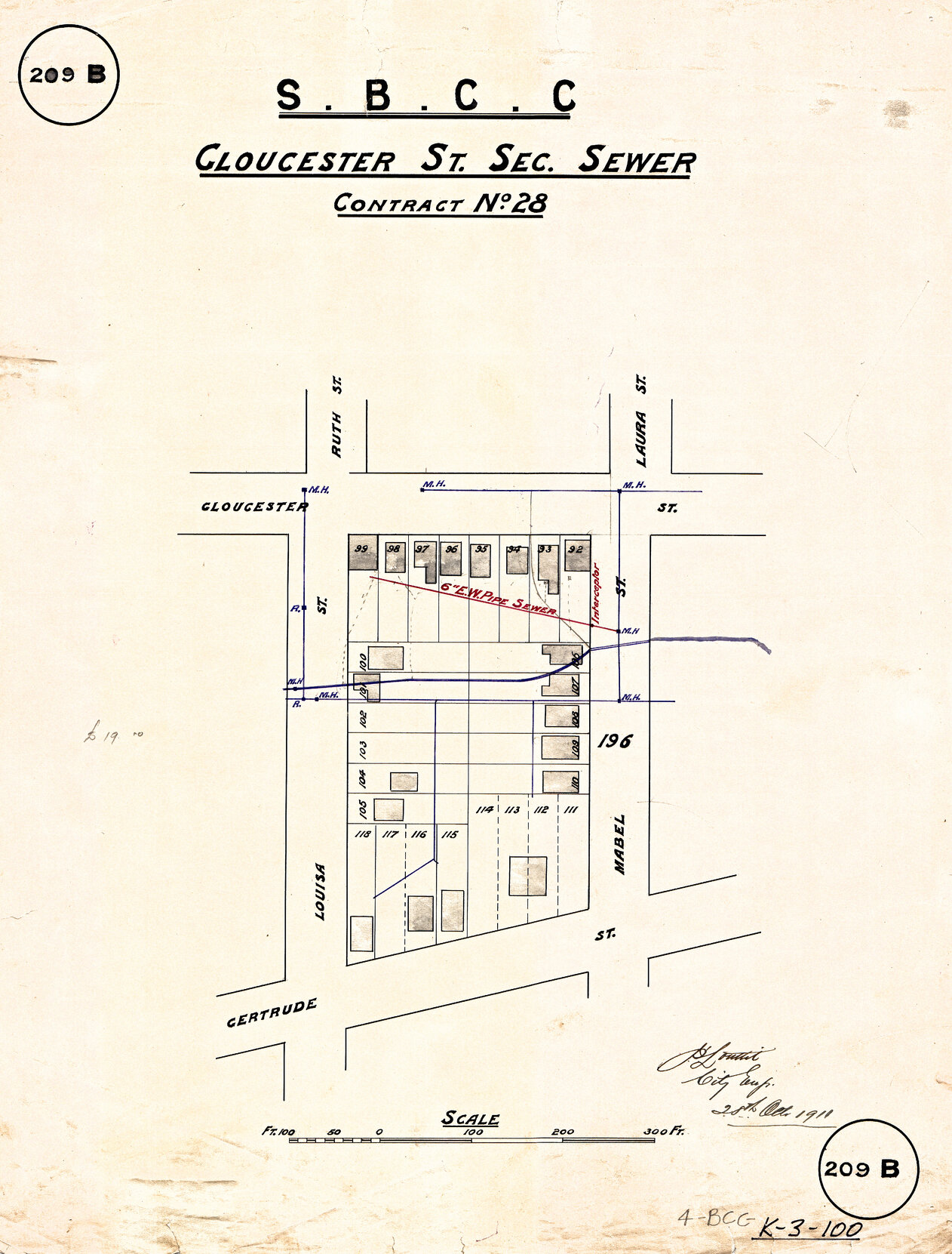 Gloucester Street sectional sewer - Contract No. 28 - Highgate Hill - 1911