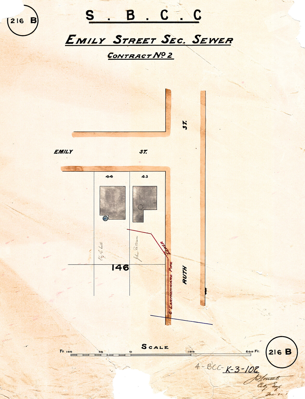 Emily Street sectional sewer - Contract No. 2 - Highgate Hill - 1911