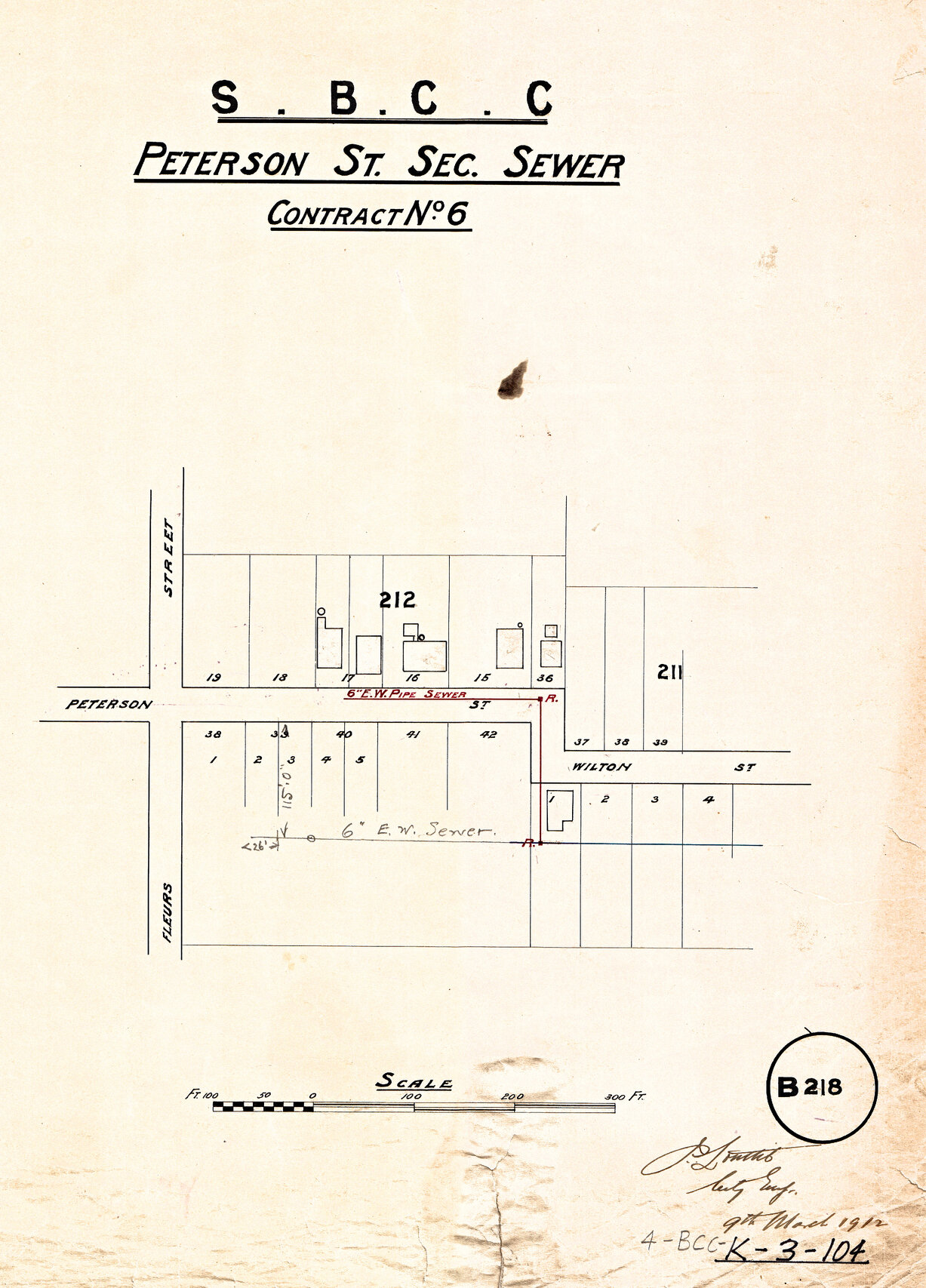 Peterson Street sectional sewer - Contract No. 6 - Woolloongabba - 1912