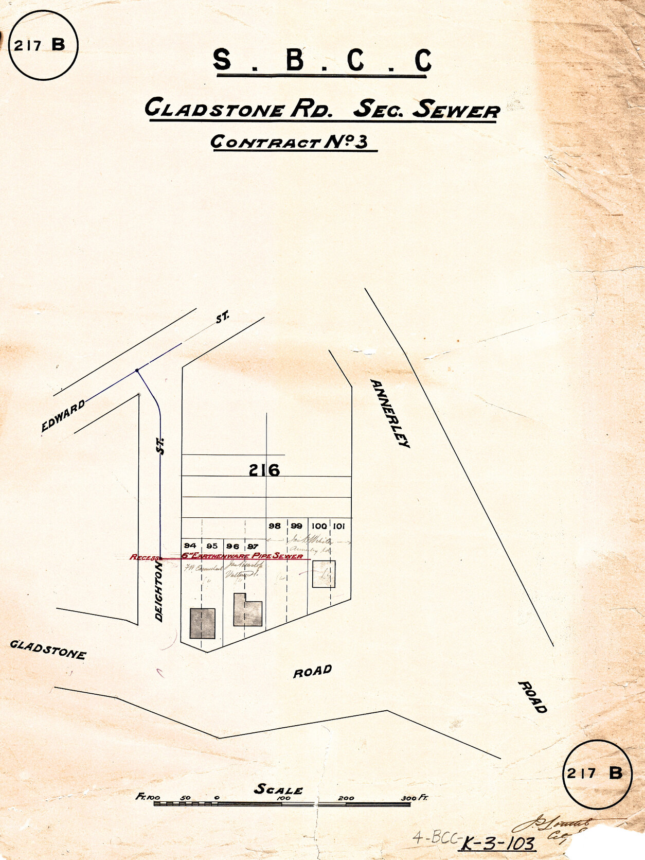 Gladstone Road sectional sewer - Contract No. 3 - Dutton Park - 1911