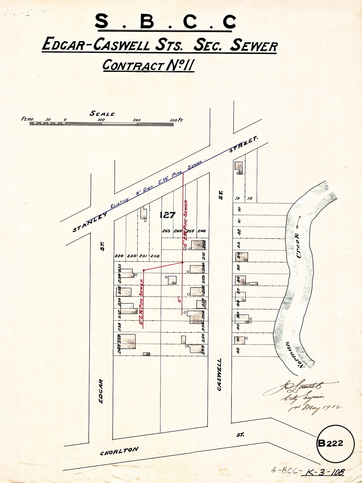 Edgar-Caswell Streets sectional sewer - Contract No. 11 - East Brisbane - 1912