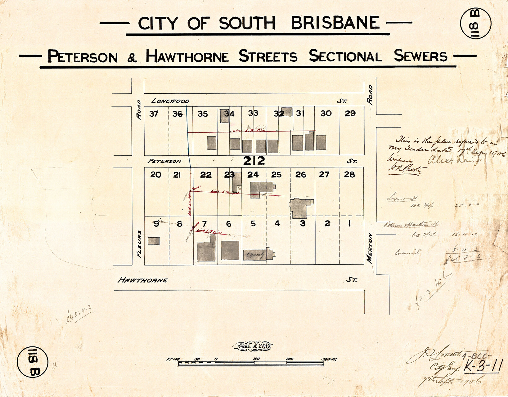 Peterson and Hawthorne Streets sectional sewer - Woolloongabba - 1906