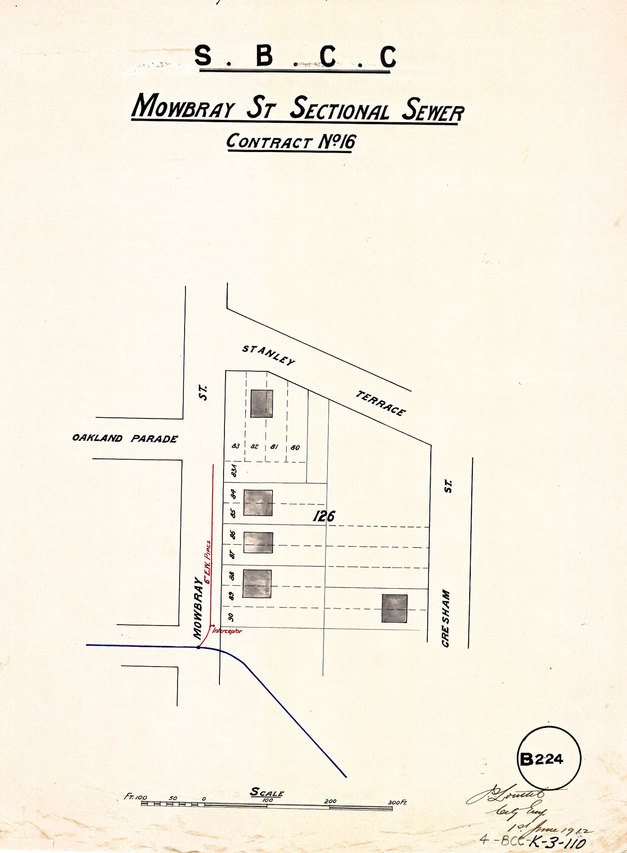 Mowbray Terrace sectional sewer - Contract No. 16 - East Brisbane - 1912
