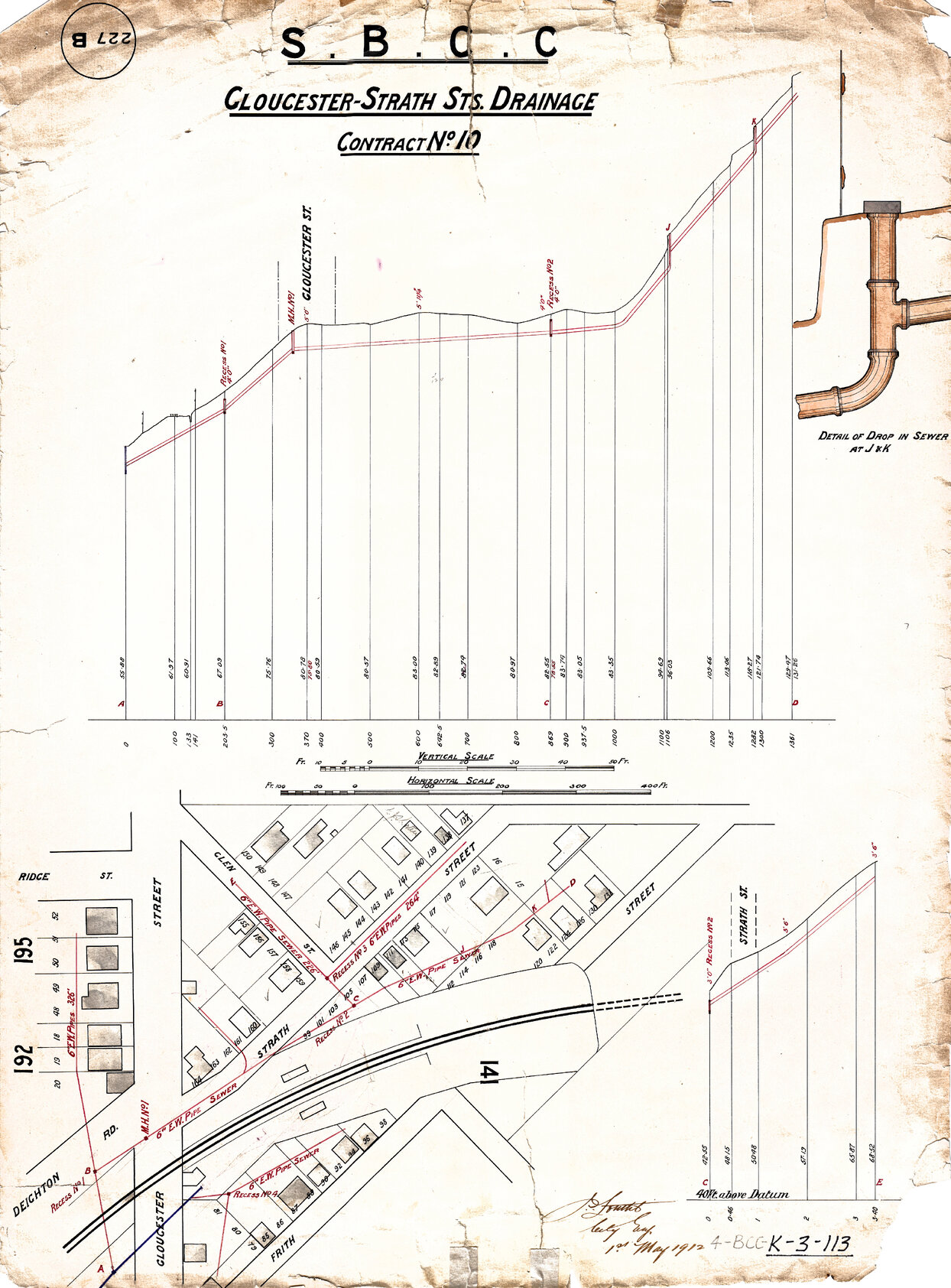 Gloucester - Strath Streets drainage - Contract No. 10 - South Brisbane and Highgate Hill - 1912