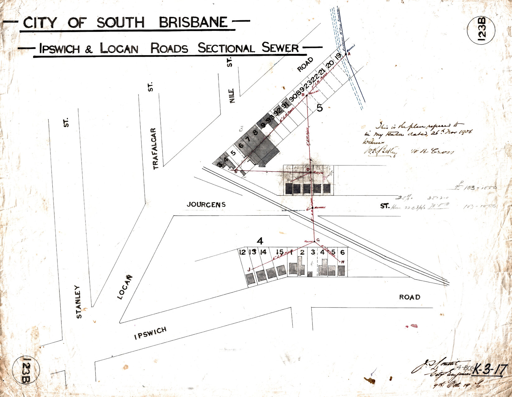 Ipswich and Logan Roads sectional sewer - Woolloongabba - 1906
