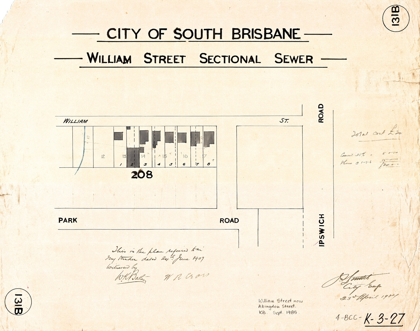 William Street [now Abingdon Street] sectional sewer - Woolloongabba - 1907