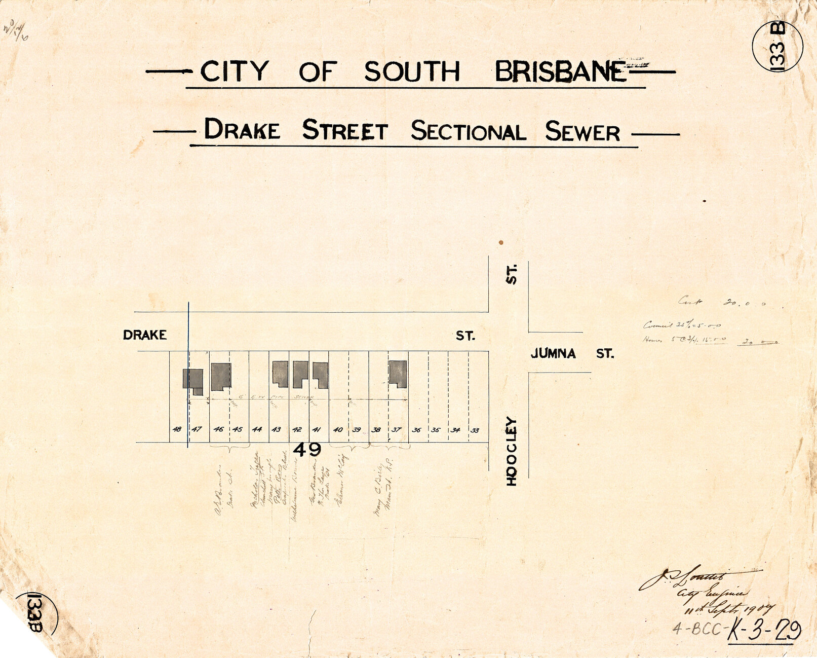 Drake Street sectional sewer - West End - 1907