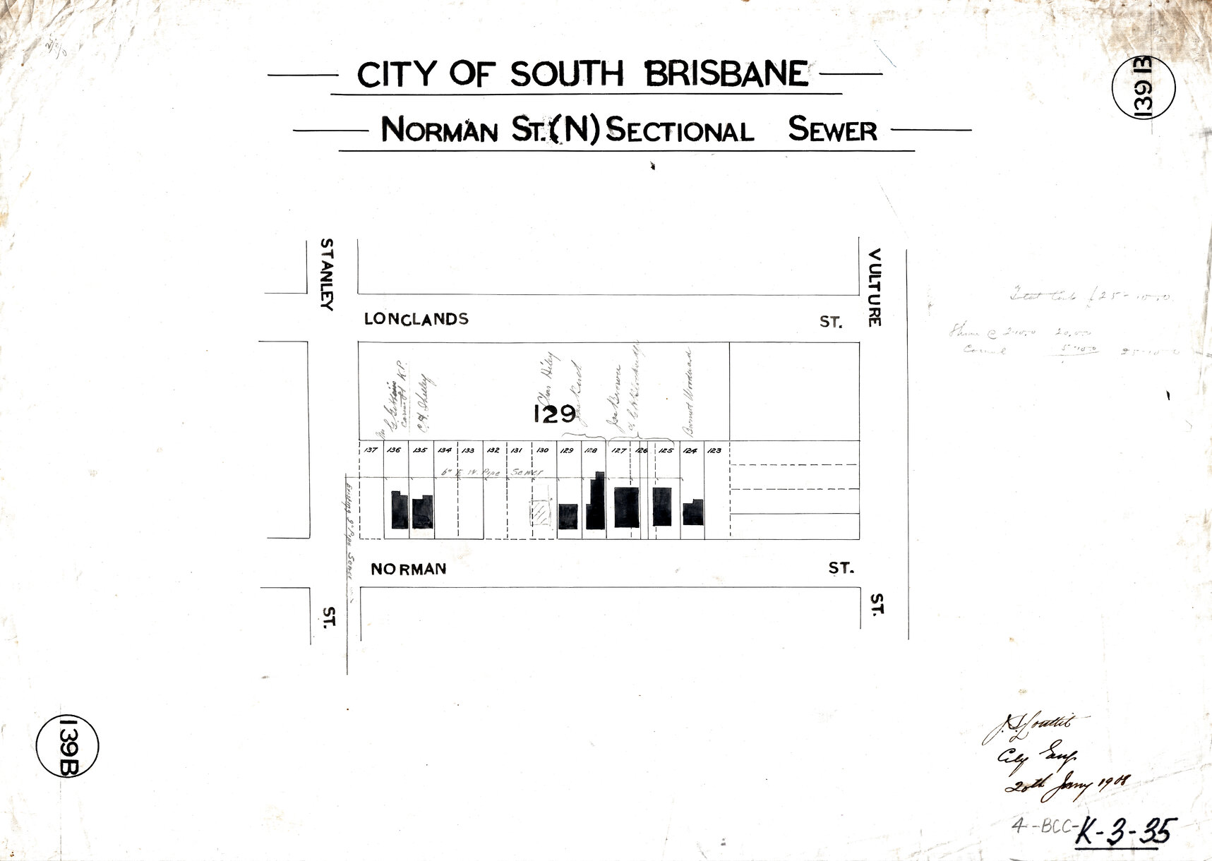 Norman Street (North) sectional sewer - East Brisbane - 1908