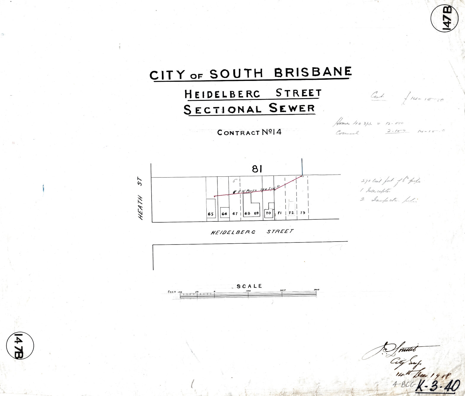 Heidelberg Street sectional sewer - East Brisbane - 1908