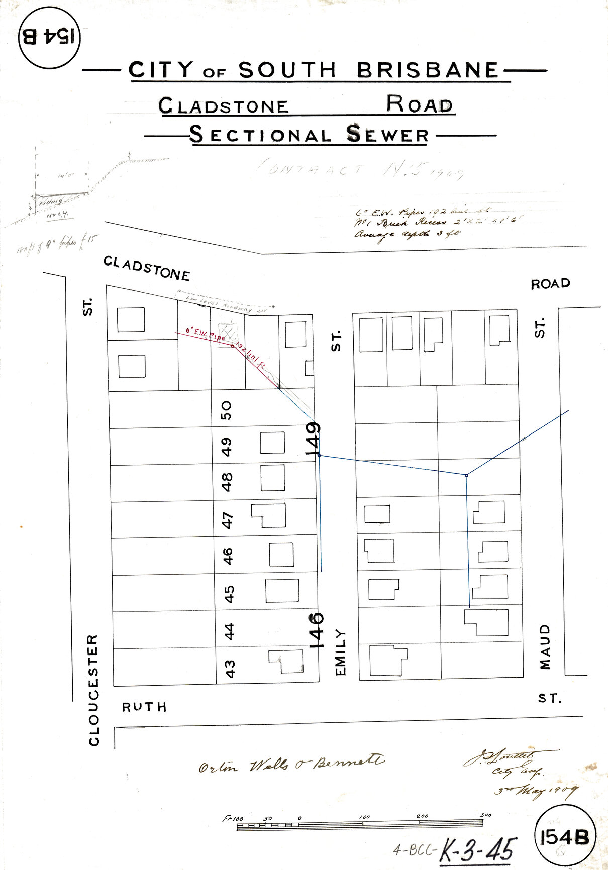Gladstone Road sectional sewer - Highgate Hill - 1909