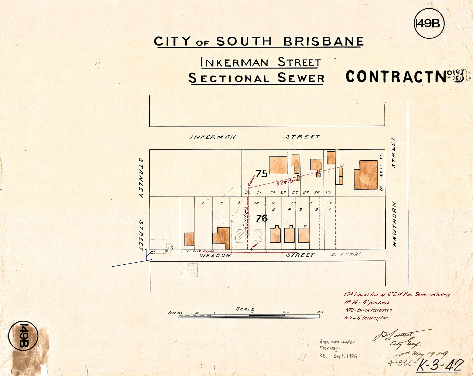 Inkerman Street sectional sewer - Woolloongabba - 1909