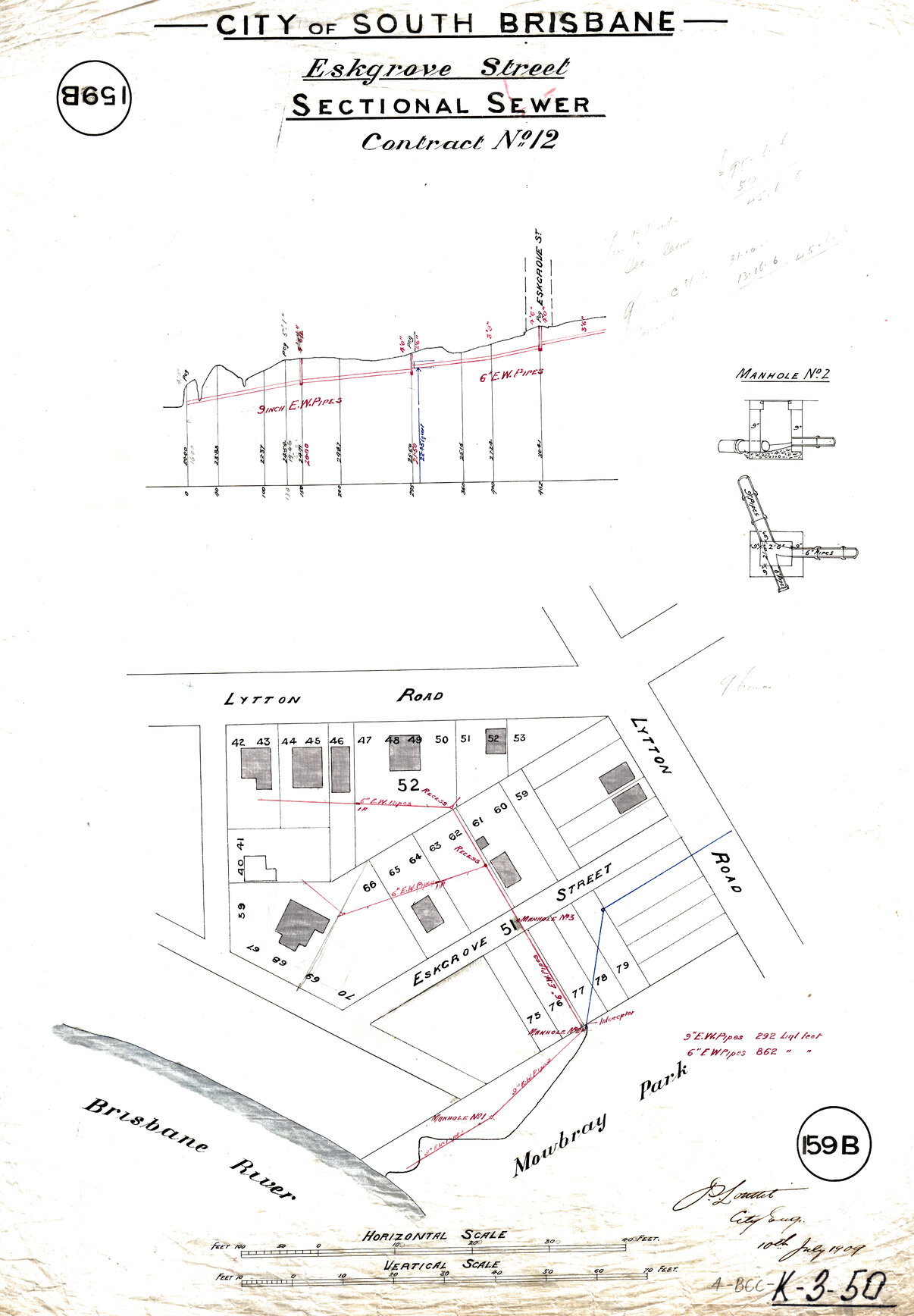 Eskgrove Street sectional sewer - East Brisbane - 1909