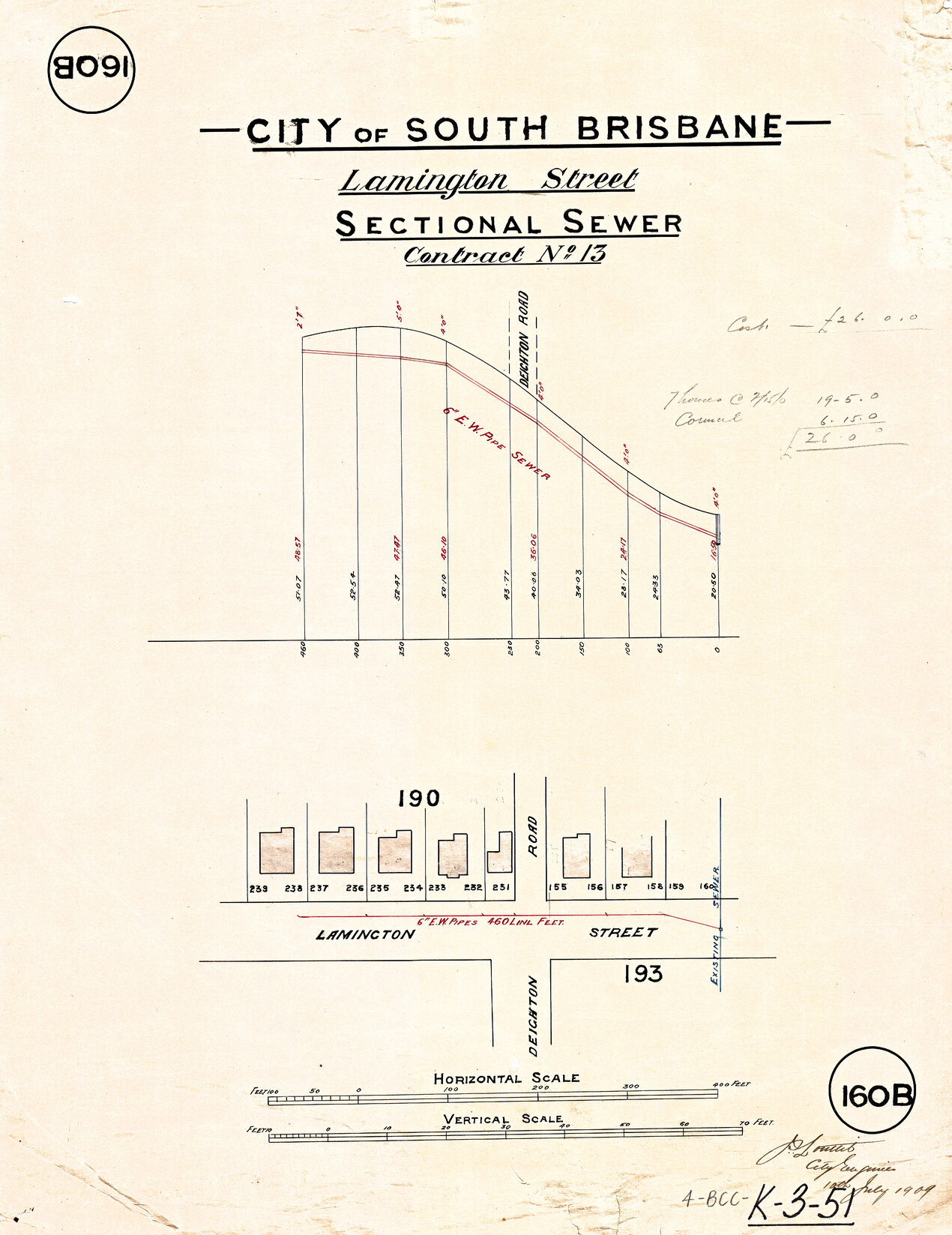 Lamington Terrace sectional sewer - Contract No. 13 - Dutton Park - 1909