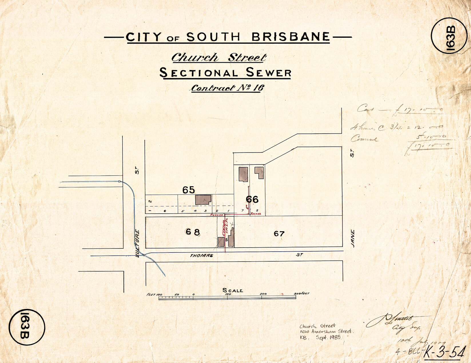 Church Street [now Amersham Street] sectional sewer - contract No. 16 - West End - 1909