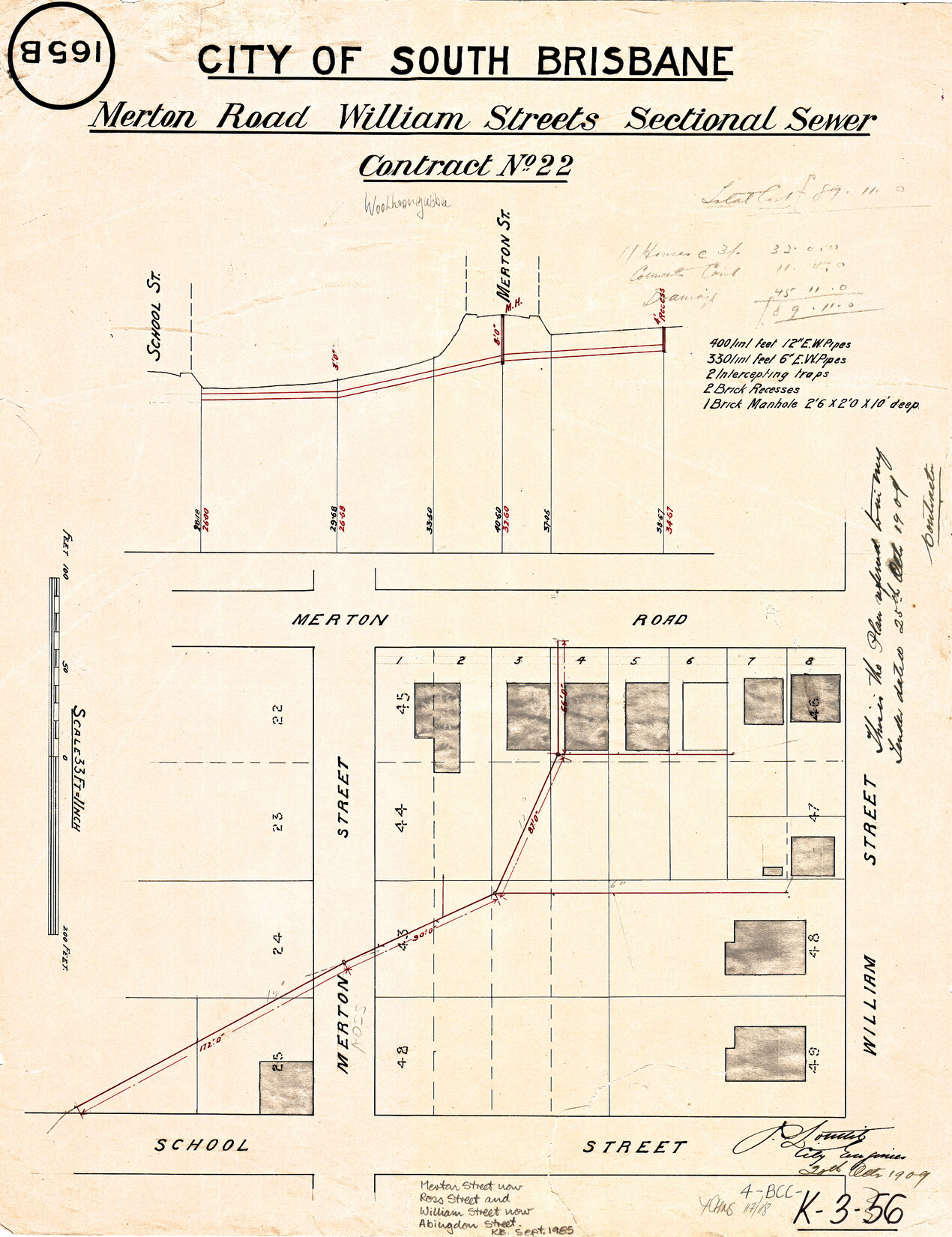 Merton Road and William Street [now Abingdon Street] - Contract No. 22 - Woolloongabba - 1909