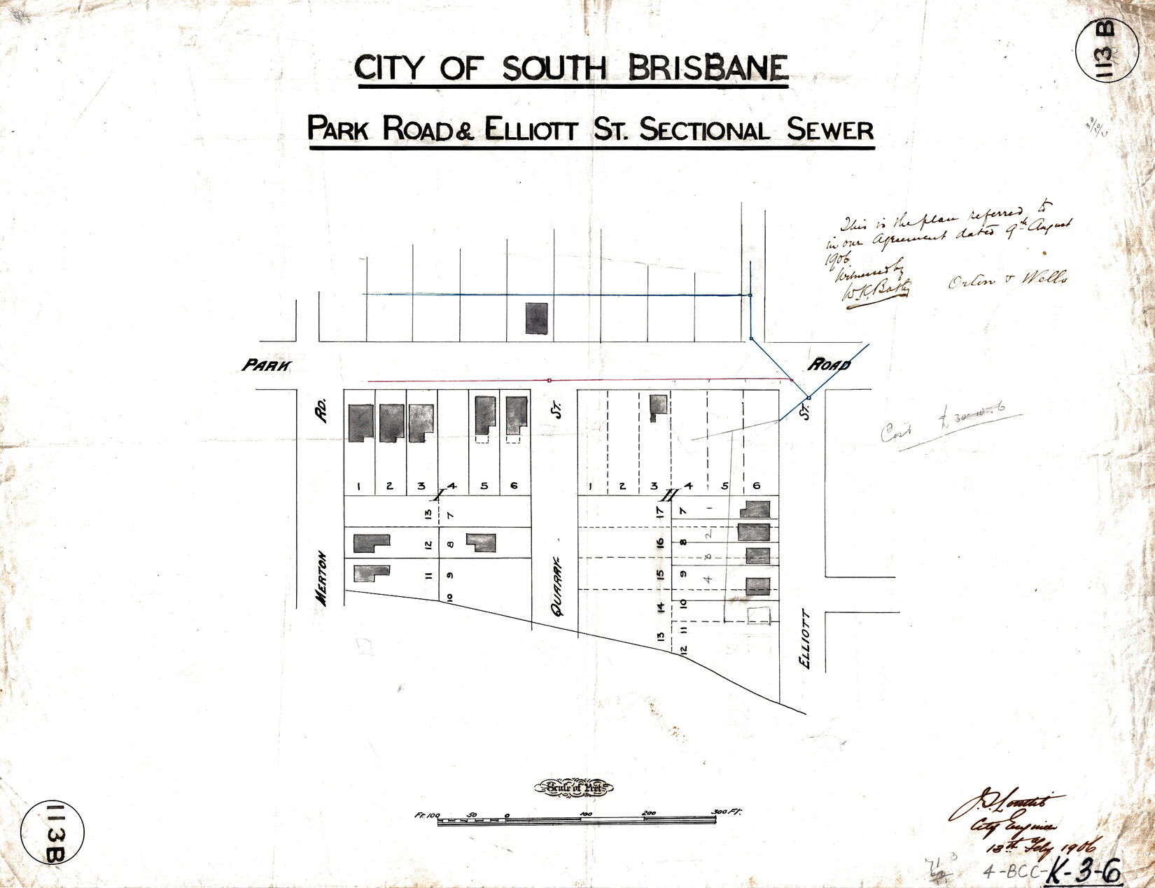 Park Road and Elliott Street, sectional sewer - Woolloongabba - 1906