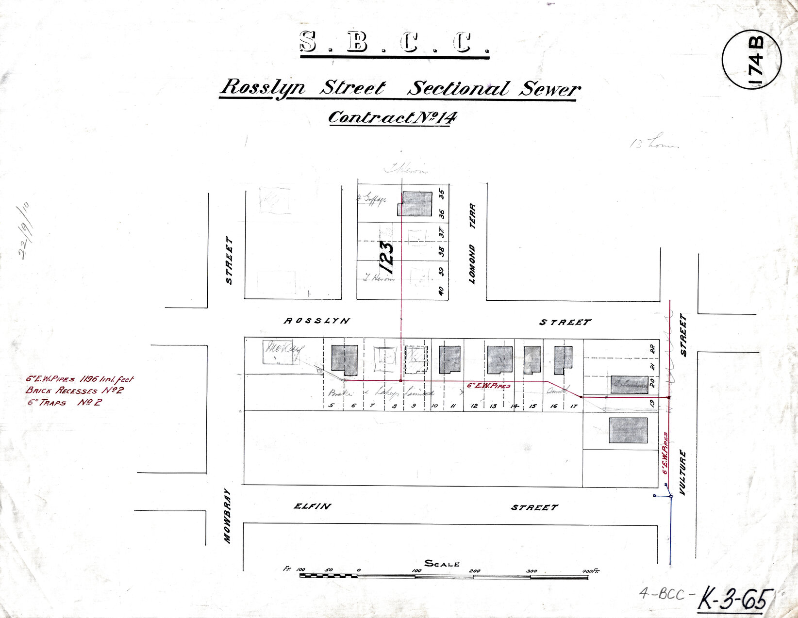 Rosslyn Street sectional sewer - Contract No. 14 - East Brisbane - 1910