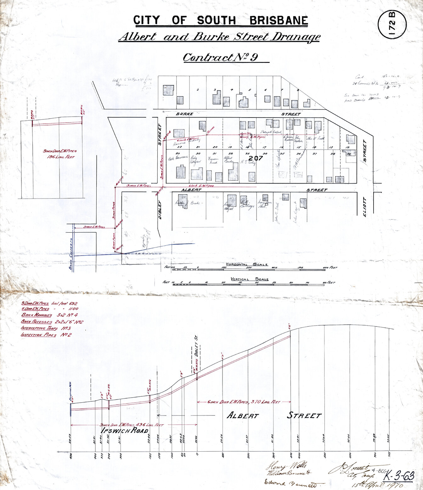 Albert and Burke Street drainage - Contract No. 9 - Woolloongabba - 1910