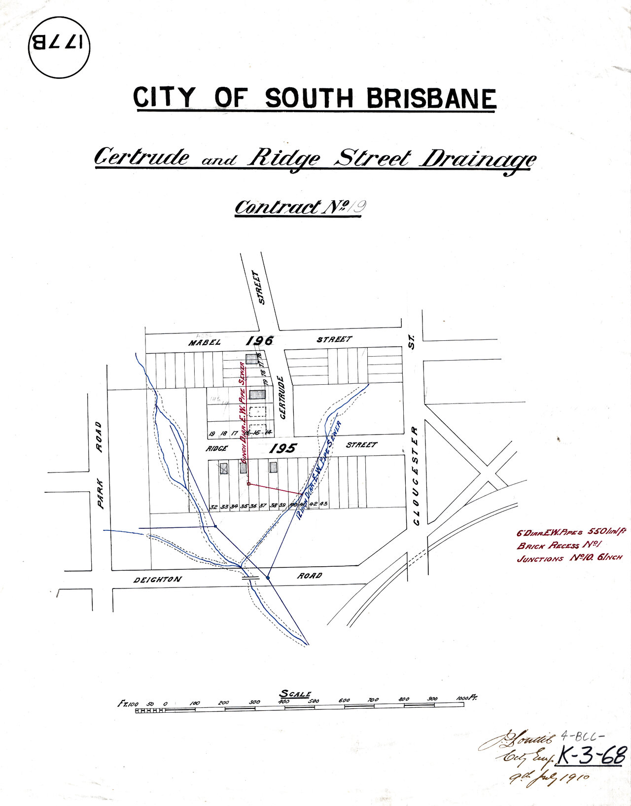 Gertrude and Ridge Street drainage - Contract No. 19 - Highgate Hill - 1910