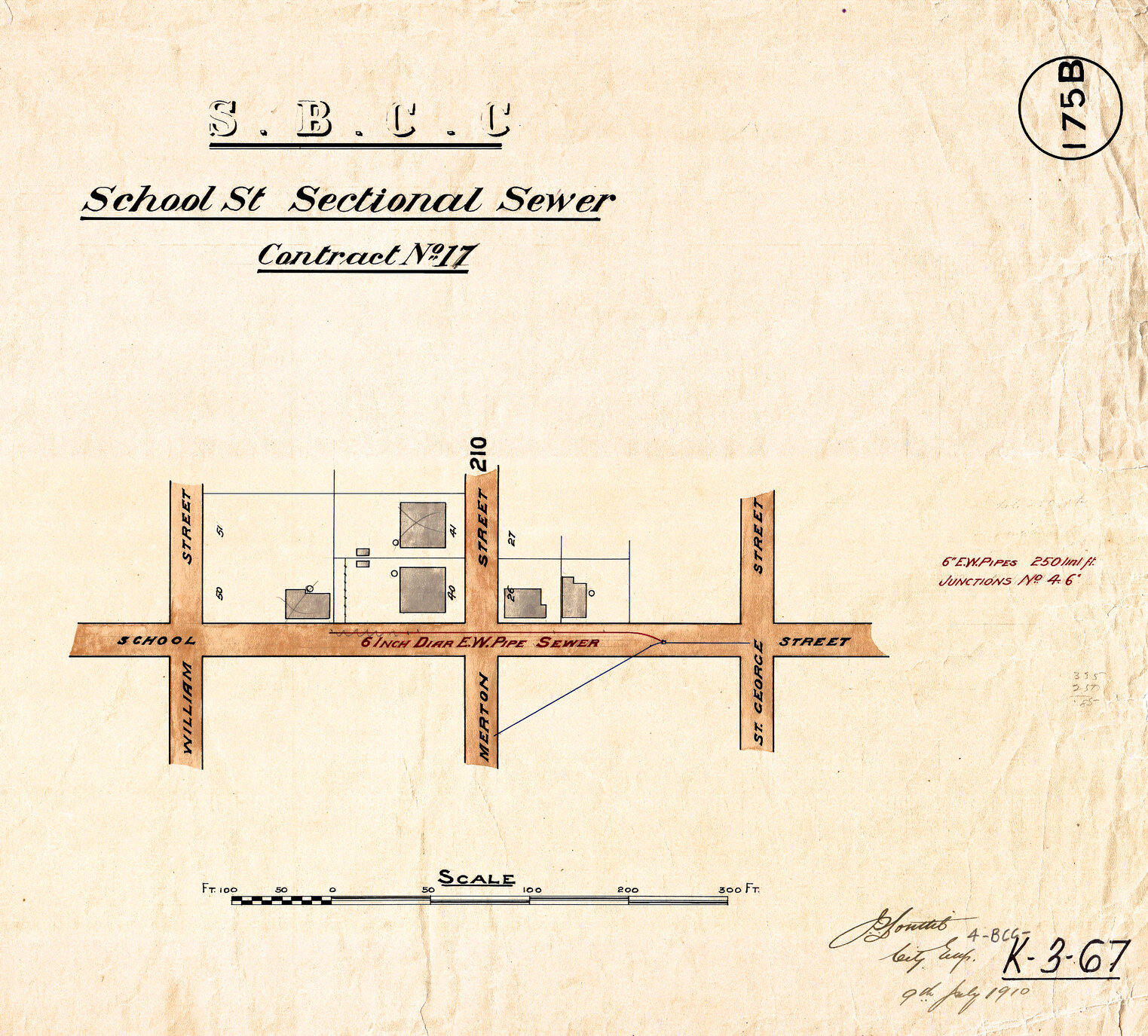 School Street sectional sewer - Contract No. 17 - Woolloongabba - 1910