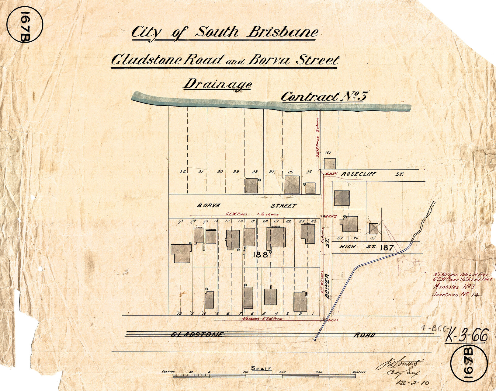 Gladstone Road and Borva Street drainage - Contract No. 3 - Dutton Park - 1910