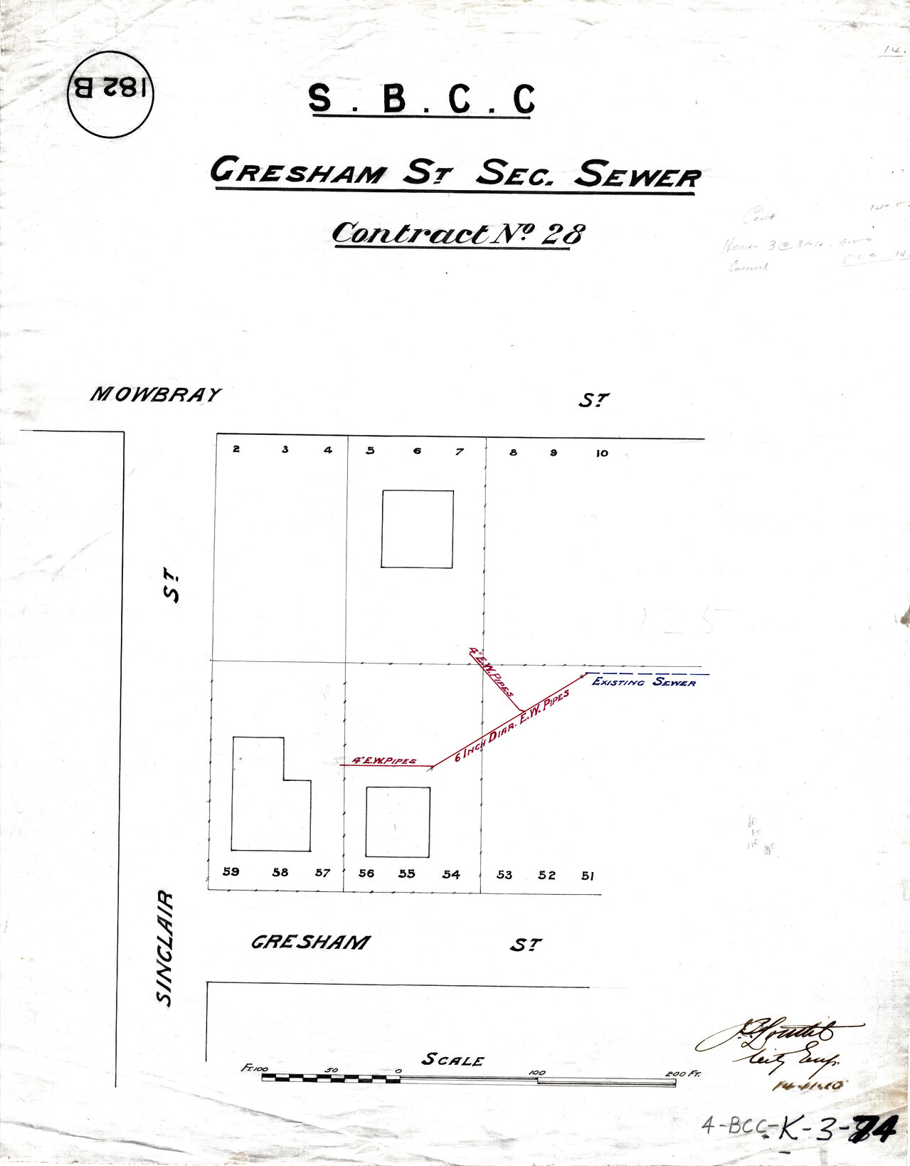 Gresham Street sectional sewer - Contract No. 28 - East Brisbane - 1910
