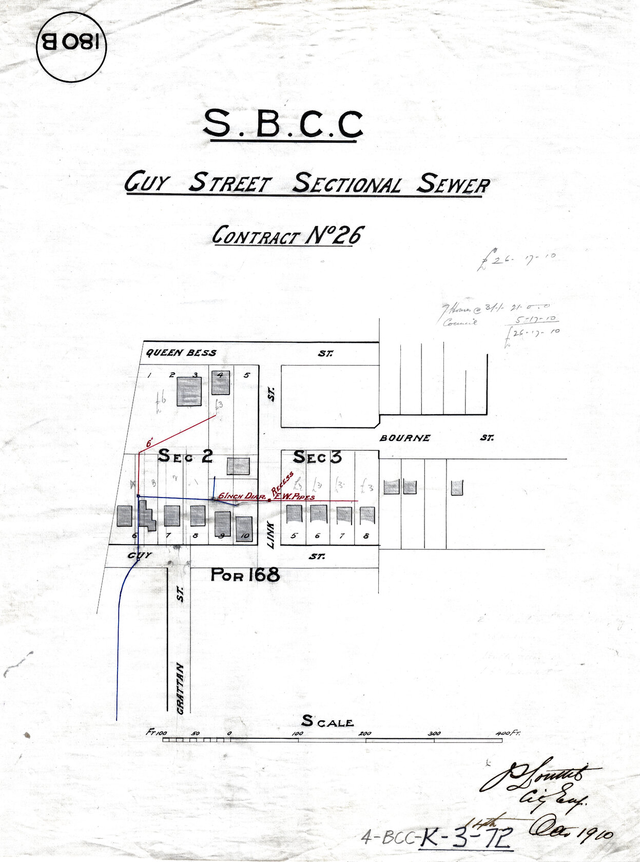 Guy Street - sectional sewer - Contract No. 26 - Woolloongabba - 1910
