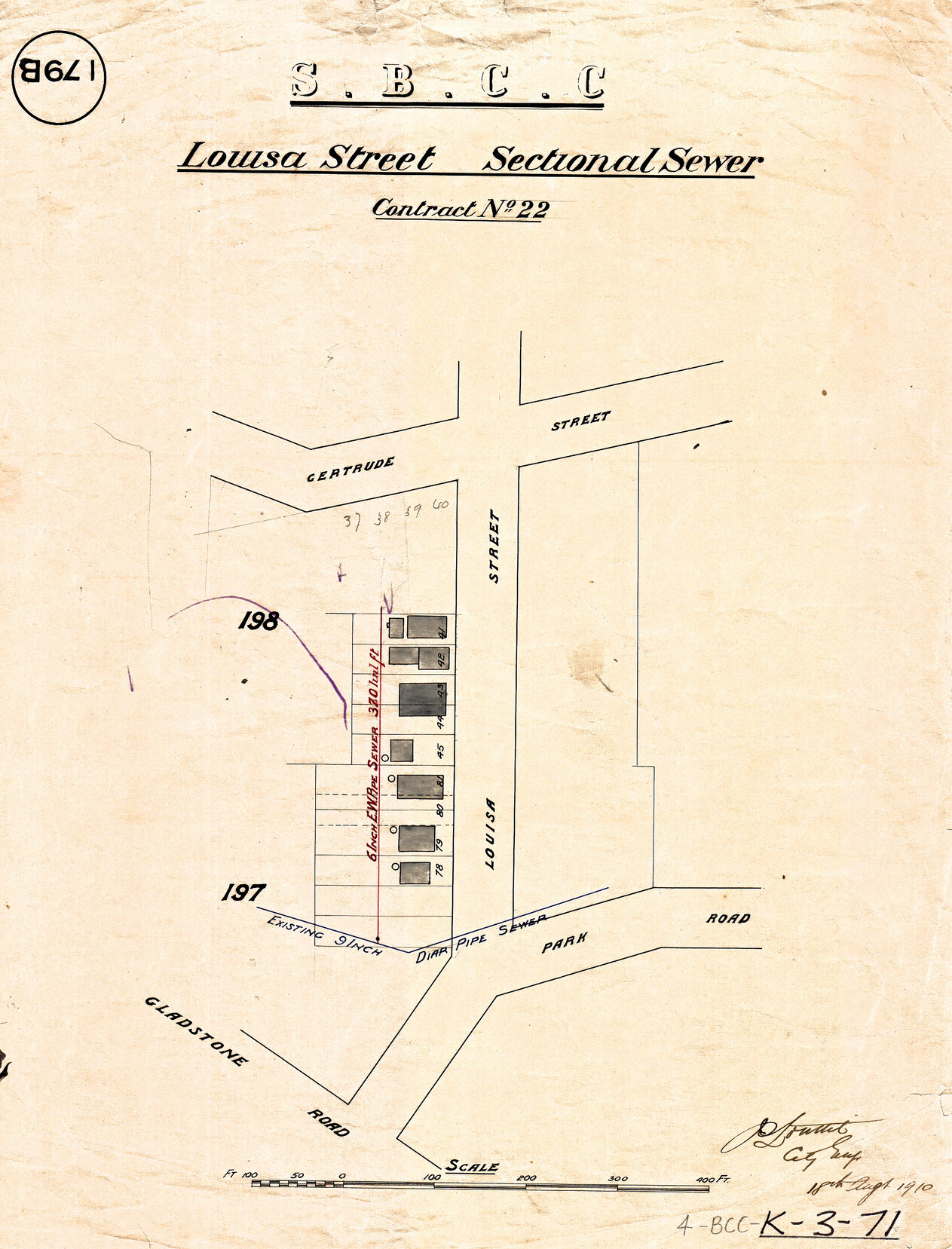 Louisa Street - sectional sewer - Contract No. 22 - Highgate Hill - 1910