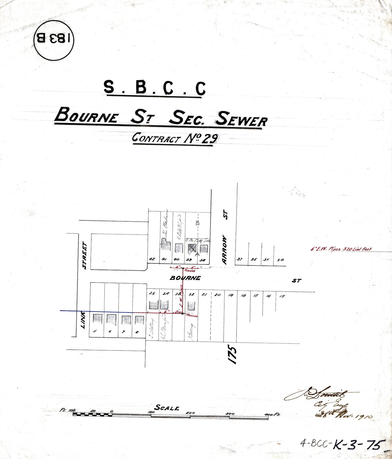 Bourne Street sectional sewer - Contract No. 29 - Woolloongabba - 1910