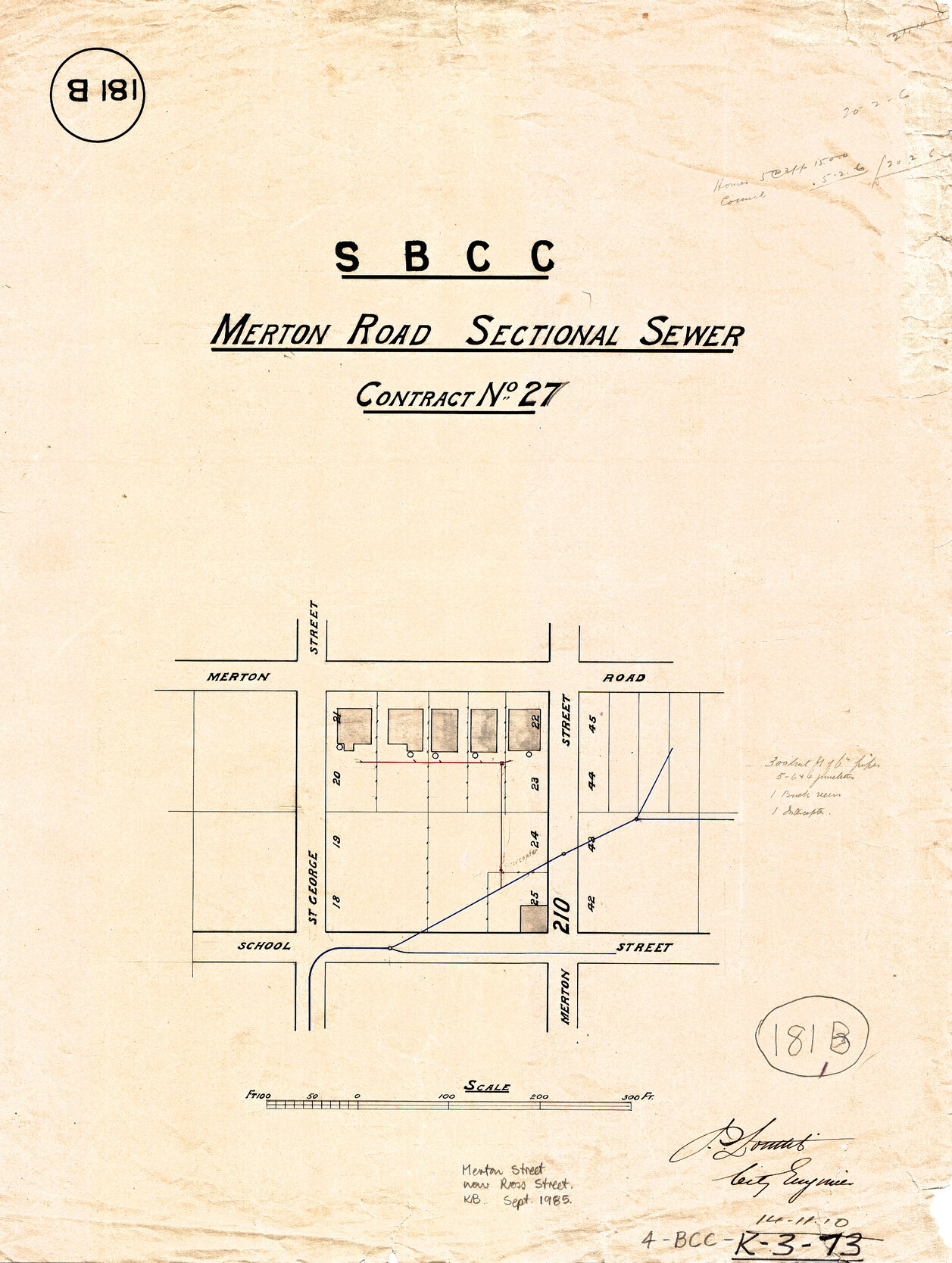 Merton Road sectional sewer - Contract No. 27 - Woolloongabba - 1910