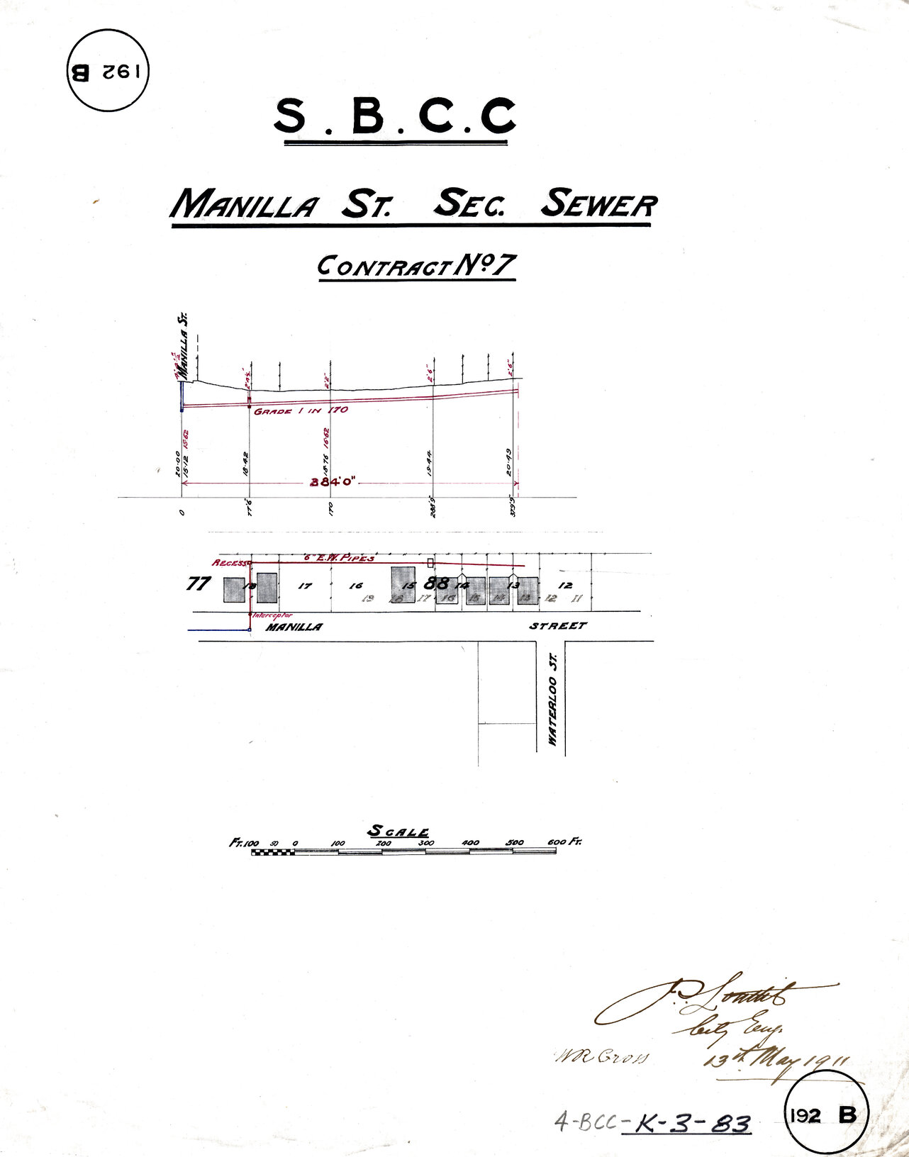 Manilla Street sectional sewer - Contract No. 7 - East Brisbane - 1911