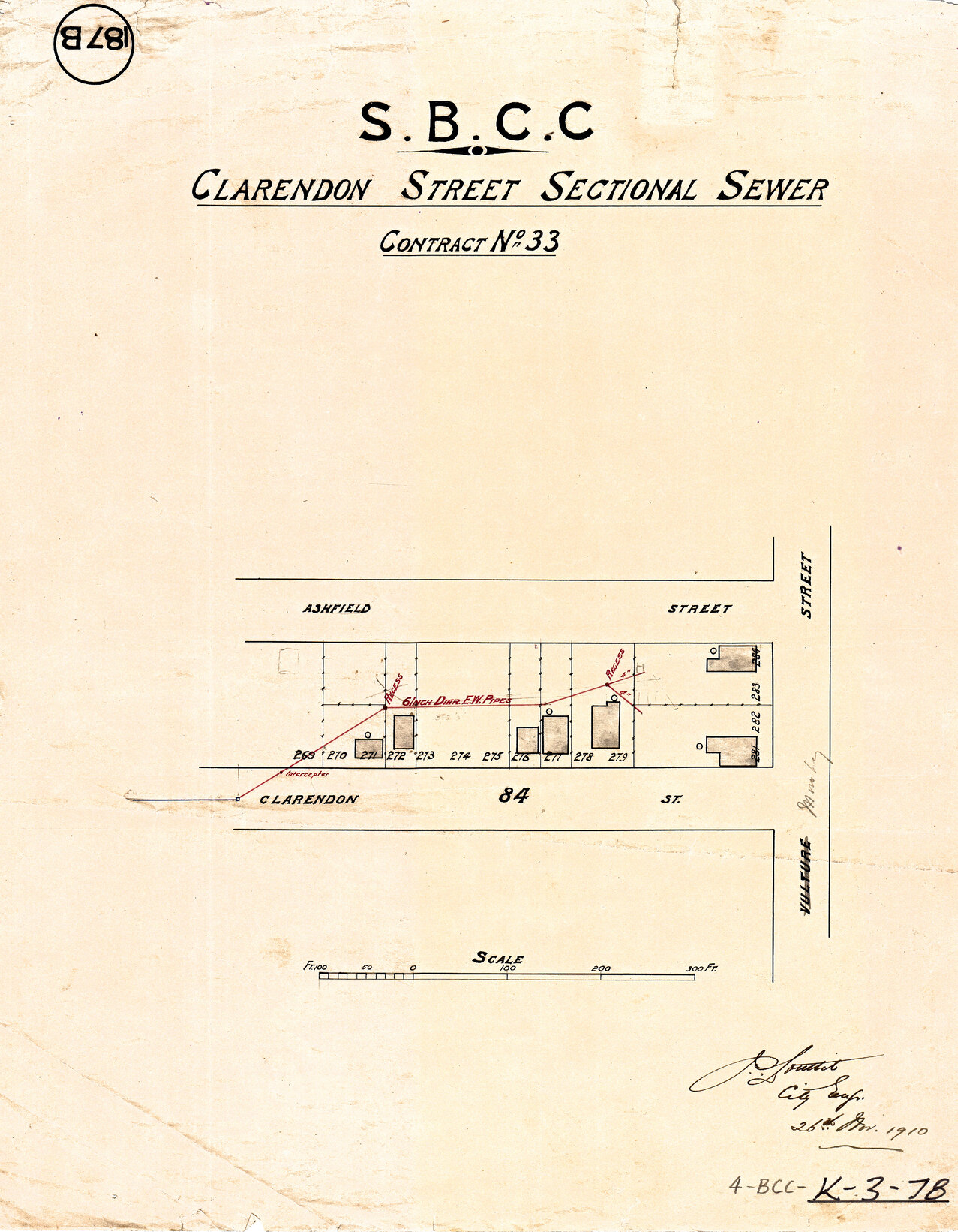 Clarendon Street sectional sewer - Contract No. 33 - East Brisbane - 1910