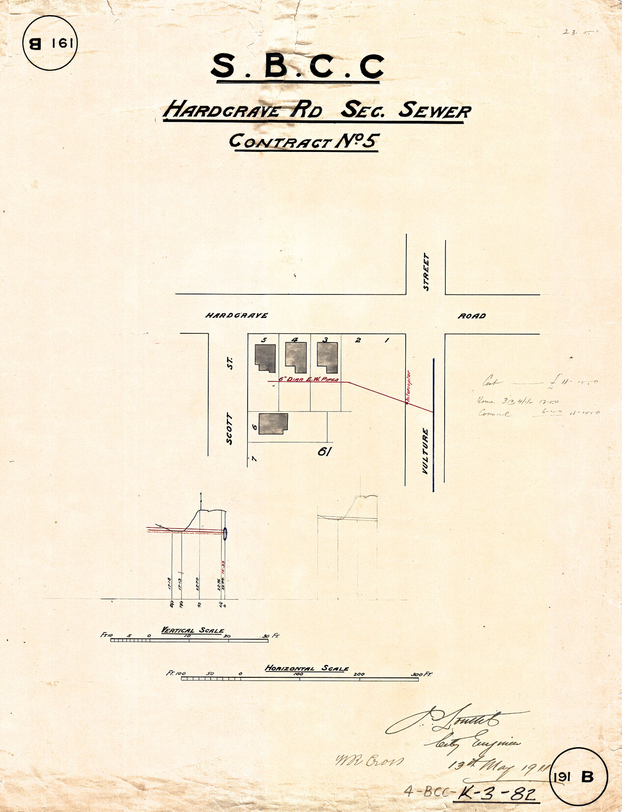 Hardgrave Road sectional sewer - Contract No. 5 - West End - 1911