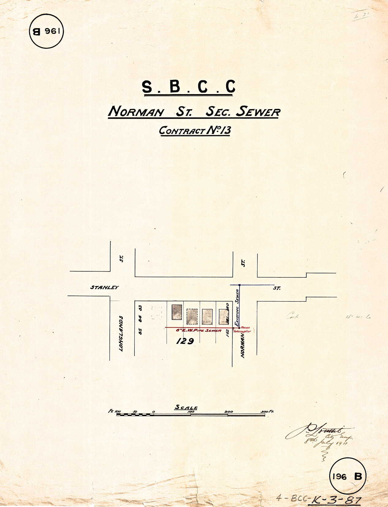 Norman Street sectional sewer - Contract No. 13 - Woolloongabba - 1911