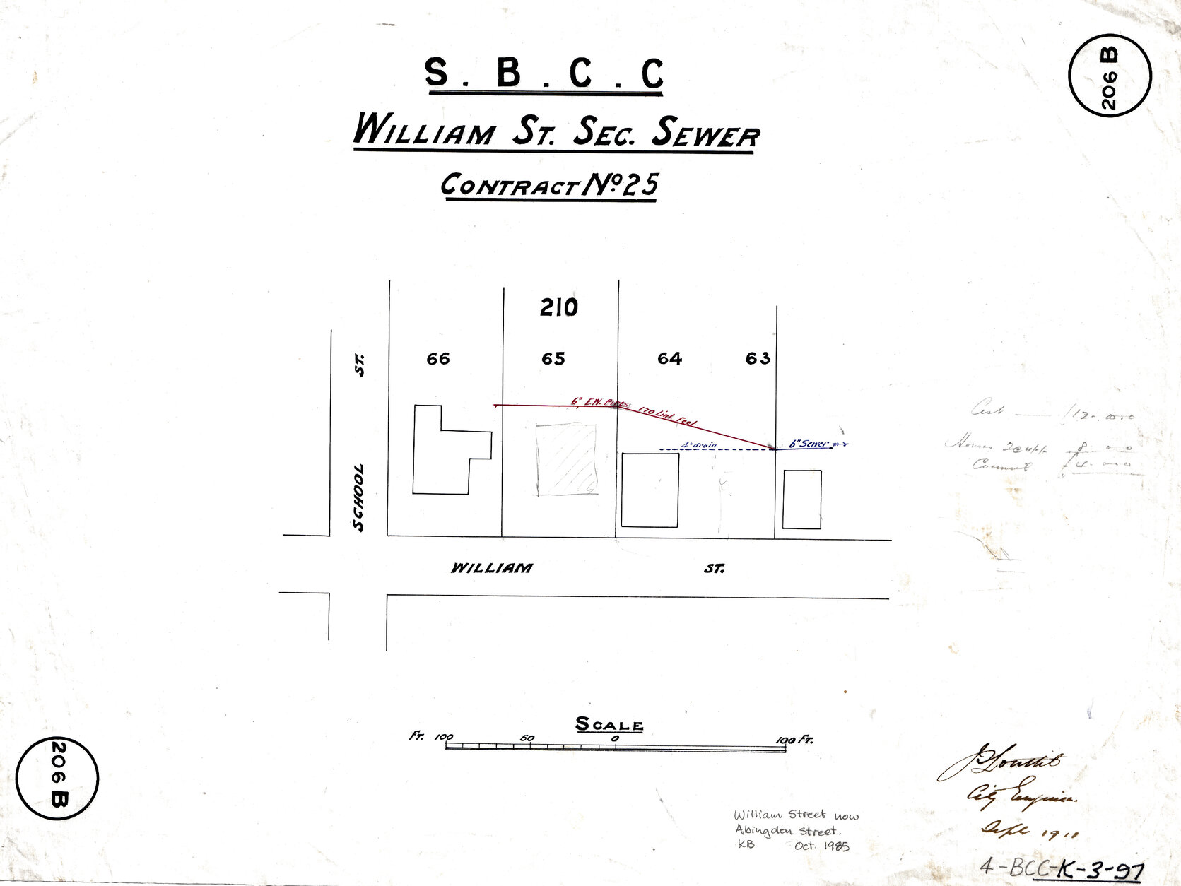 William Street [now Abingdon Street] sectional sewer - Contract No. 25 - Woolloongabba - 1911