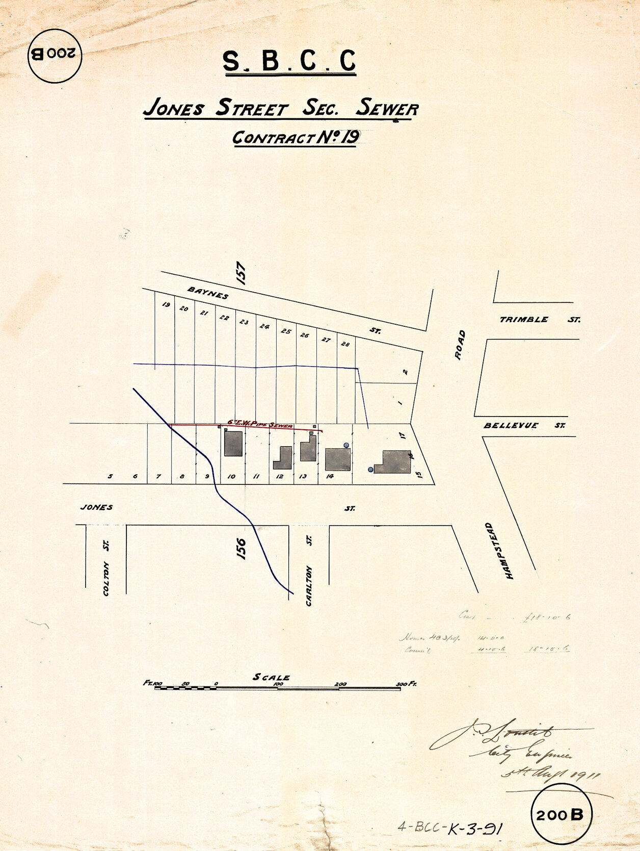 Jones Street sectional sewer - Contract No. 19 - Highgate Hill - 1911